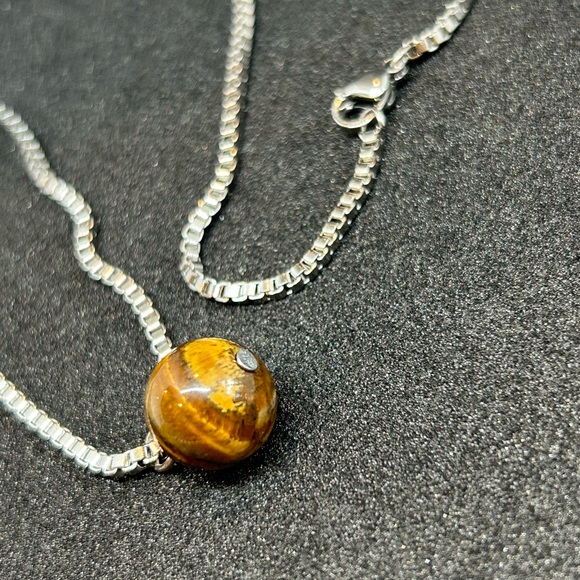 Mens tiger eye necklace box chain 21” bead necklace gift for him - Picture 2 of 5